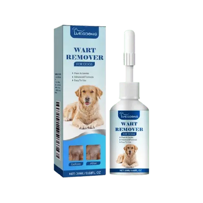 Dog wart removal product for bumps and skin tags with herbal ingredients.