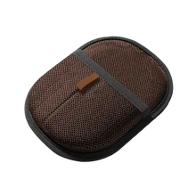 Dark brown double-sided pet hair removal glove lifting pet fur from clothes and upholstery