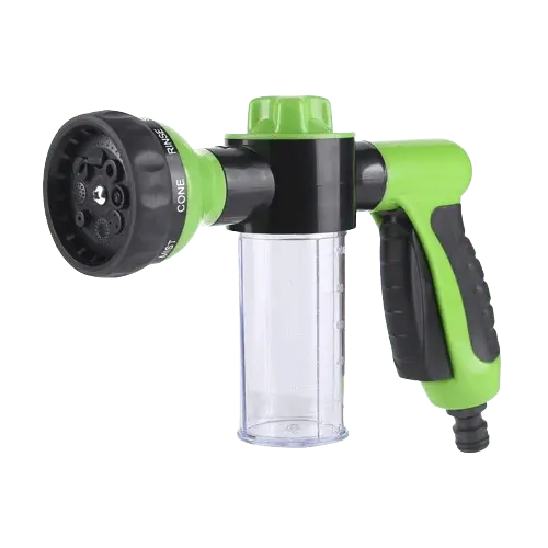 Dog bathing sprayer with integrated soap dispenser and adjustable spray patterns for easy grooming. Buy for Dog