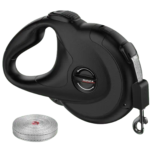Black dog retractable leash 13 ft – strong reflective leash for small and big dogs.