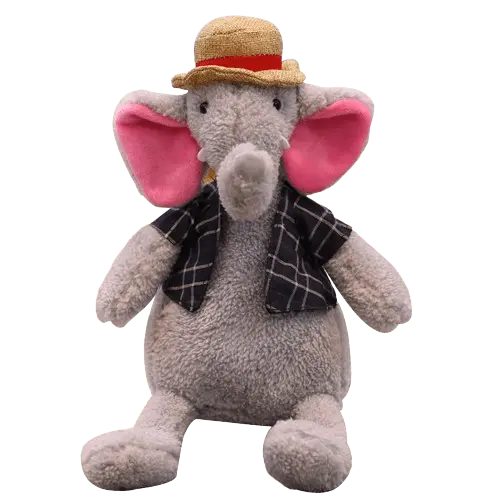 Durable dog plush toy featuring a grey elephant, ideal for play. Buy for Dog