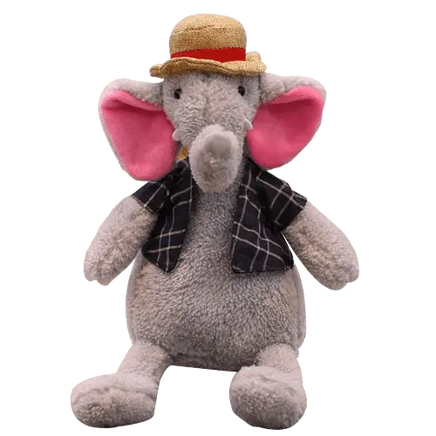 Durable dog plush toy featuring a grey elephant, ideal for play. Buy for Dog