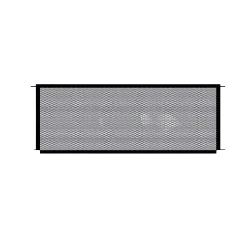 Mesh pet gate with adhesive hooks for quick, tool-free setup.