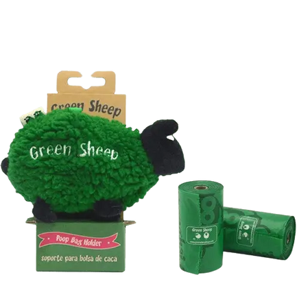 Eco-friendly Green Sheep Dog Poop Bag Holder - Perfect for Stylish Pet Owner. Buy for Dogs