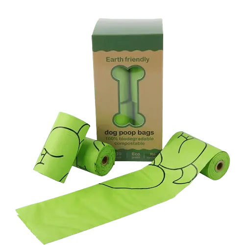Biodegradable dog poop bags made from eco-friendly materials, perfect for sustainable pet waste management. Buy for Dog