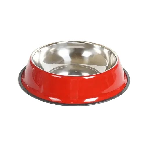 Eco-friendly pet bowl with stainless steel interior and colorful melamine exterior. Buy for Dog