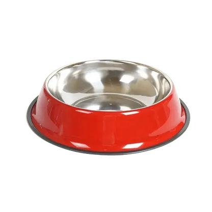 Eco-friendly pet bowl with stainless steel interior and colorful melamine exterior. Buy for Dog