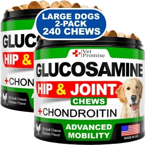 Glucosamine chondroitin for dogs with joint support - 2-pack soft chews for large dogs