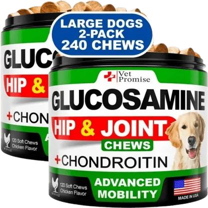 Glucosamine chondroitin for dogs with joint support - 2-pack soft chews for large dogs