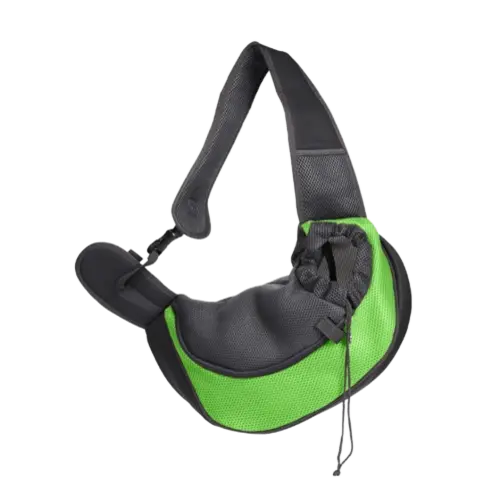 Green mesh pet shoulder bag – secure and comfy for small pets on the go