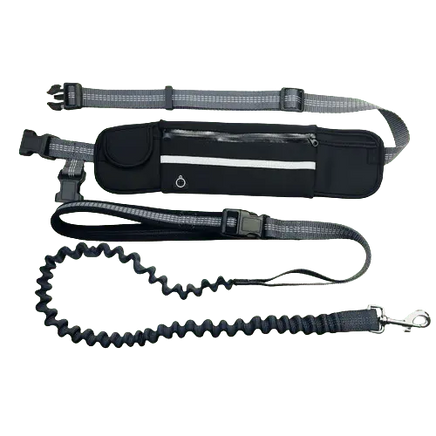 Sleek black hands-free dog leash with premium comfort and unmatched control for hikers. Buy for Dog