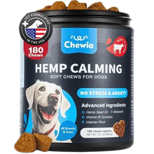 Jar of calming hemp soft chews for dogs with beef flavor – ideal for anxiety and stress relief.