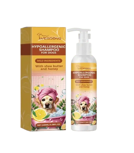 Hypoallergenic dog shampoo with shea butter and honey for sensitive skin