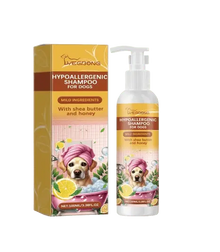 Hypoallergenic dog shampoo with shea butter and honey for sensitive skin