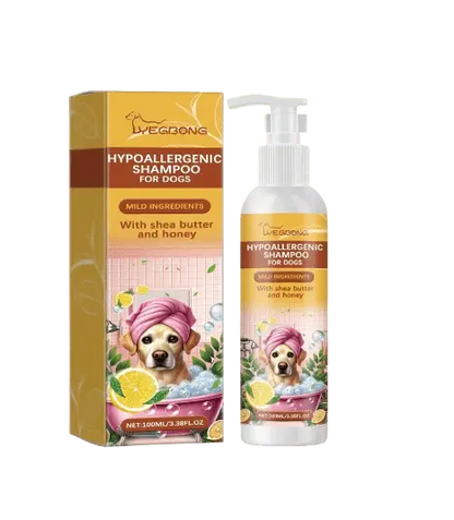Hypoallergenic dog shampoo with shea butter and honey for sensitive skin