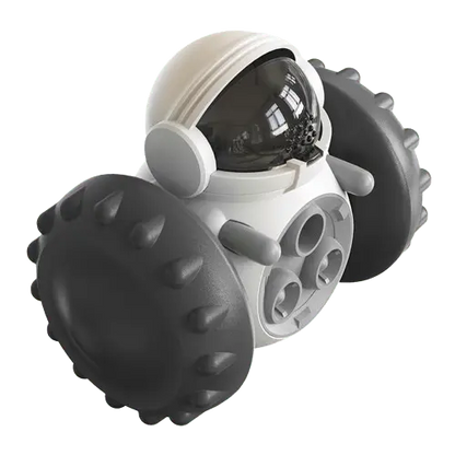 Black and white interactive dog food dispenser toy for smarter feeding and active play