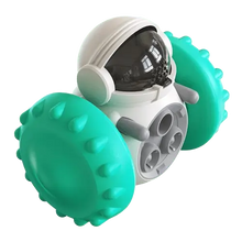 Turquoise interactive dog food dispenser toy for smart play and slow feeding