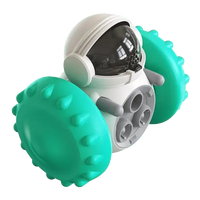 Turquoise interactive dog food dispenser toy for smart play and slow feeding