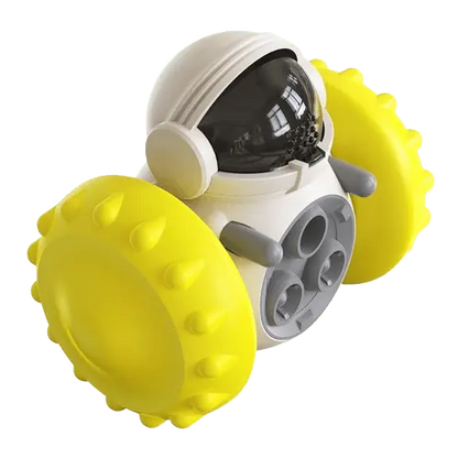 Yellow slow-feeding food dispenser toy for dogs – improves digestion and fun time