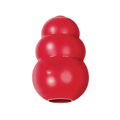 KONG red dog toy crafted from natural rubber, durable chew toy for dogs, ideal for mental stimulation and treat filling