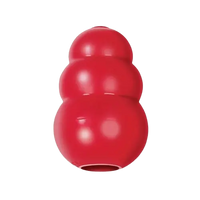 KONG red dog toy crafted from natural rubber, durable chew toy for dogs, ideal for mental stimulation and treat filling