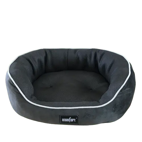 Small dark grey pet bed with non-slip bottom for safety. Buy for Dog
