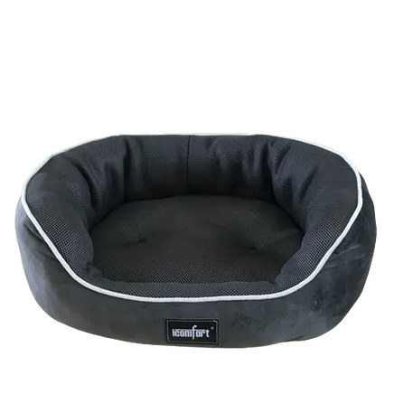 Small dark grey pet bed with non-slip bottom for safety. Buy for Dog