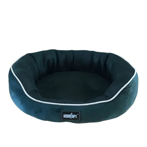 Pine green small pet bed with memory foam filling. Buy for Dog