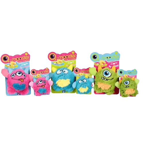 Monster Dog Toy Color Comparison – Blue, Green, and Red Rose