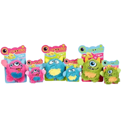 Monster Dog Toy Color Comparison – Blue, Green, and Red Rose