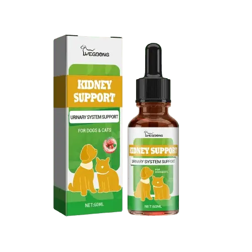 Natural kidney support herbal drops for dogs and cats.