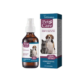 Natural pet dental spray for fresh breath and healthy teeth, vet-approved and made with natural ingredients to combat plaque and tartar in dogs and cats. Buy for Dog