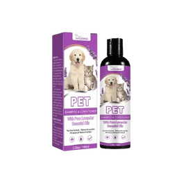 Natural pet shampoo and conditioner infused with lavender essential oils, recommended by veterinarians for dogs and cats. Buy for Dog