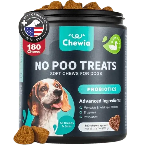 No Poo Chews for Dogs – Soft Coprophagia Deterrent with Probiotics and Digestive Enzymes – 180 Chews