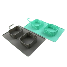 Collapsible silicone pet bowl ideal for travel, camping, and outdoor adventures. Buy for Dog