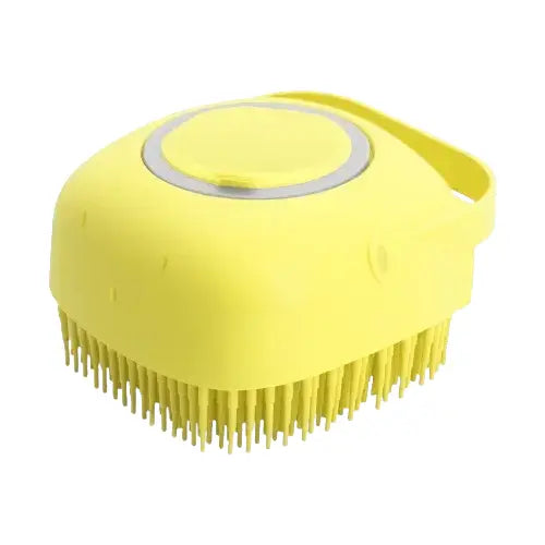 Yellow silicone pet bath brush for dogs and cats
