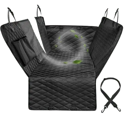 Black pet car seat cover designed for secure and stylish pet travel. BUY FOR DOG