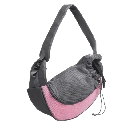 Pink stylish pet carrier bag with soft strap and breathable mesh