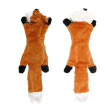 Plush dog toy shaped like a fox with realistic details