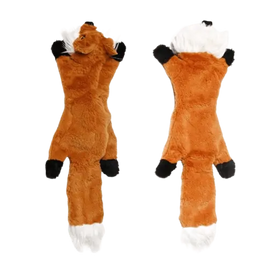Plush dog toy shaped like a fox with realistic details