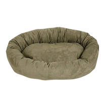 Plush donut dog bed with waterproof base for accidents. Buy for Dog