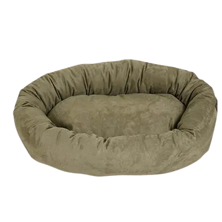 Plush donut dog bed with waterproof base for accidents. Buy for Dog