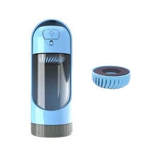 Blue portable dog water bottle with charcoal filter for dogs.