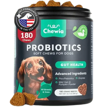 Probiotics for dogs, 180 soft chews with enzymes and natural ingredients for gut and digestive health.
