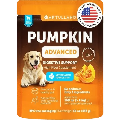 Pumpkin Advanced Digestive Support – high fiber dog supplement made in the USA.