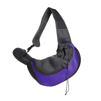 Purple pet shoulder carrier with breathable mesh for puppies and kittens