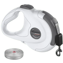 Gray dog retractable leash 13 ft – reflective, durable, and safe for small and large dogs.