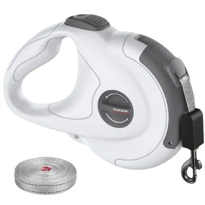 Gray dog retractable leash 13 ft – reflective, durable, and safe for small and large dogs.