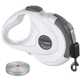 Gray dog retractable leash 13 ft – reflective, durable, and safe for small and large dogs.