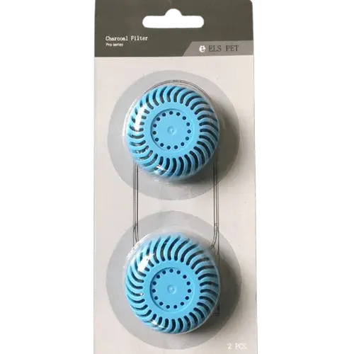 Replacement blue charcoal filters for portable dog water bottle.